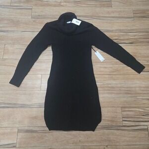 Dex F20 Black Knit Cowl Neck Sweater Dress XS